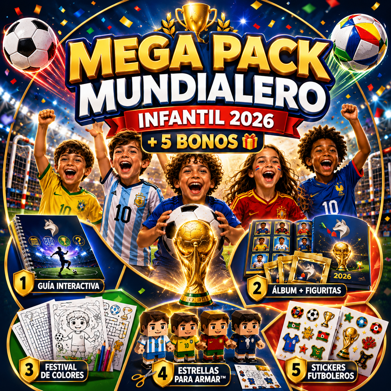 MEGA PACK MUNDIALERO INFANTIL 2026 + 5 BONOS 🎁